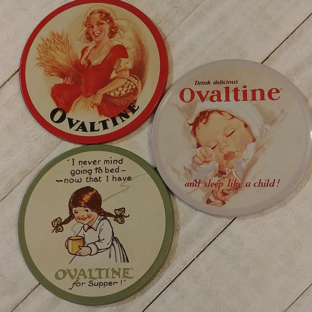 🎉2/$16 Vintage Ovaltine Coasters Set of 3 From England